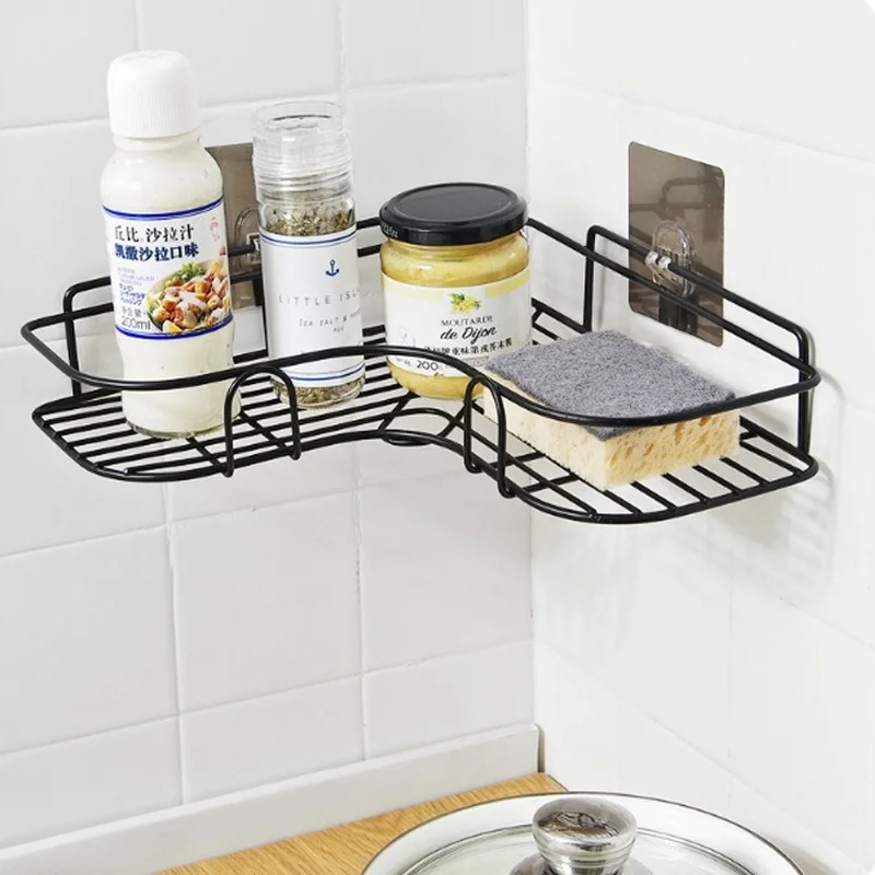 

Bathroom Shelf Kitchen Organizer Shelves Corner Frame Iron Shower Caddy Storage Rack Shampoo Holder For Bathroom Accessories