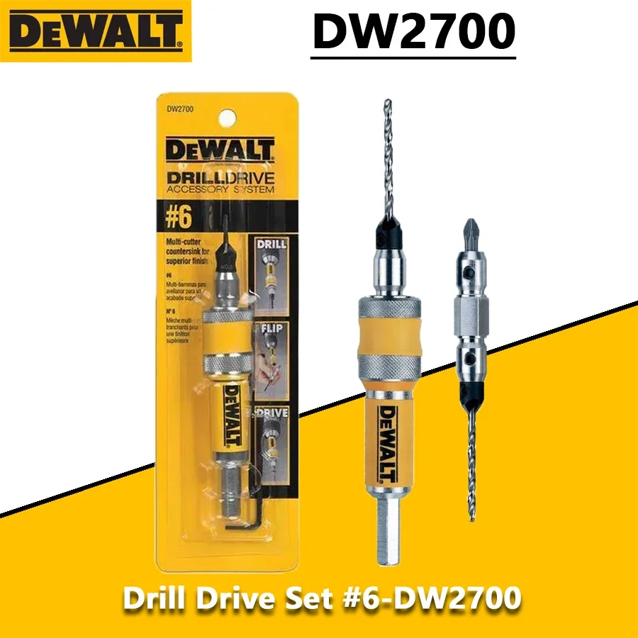 

DEWALT DW2700 Drill Bit Set 6pc Complete Wood Drill Bits 6mm Accessories Countersink