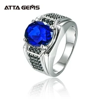 blue sapphire silver mens wedding ring s925 7 2 carats created sapphire classic simple design for men fine jewelry gift