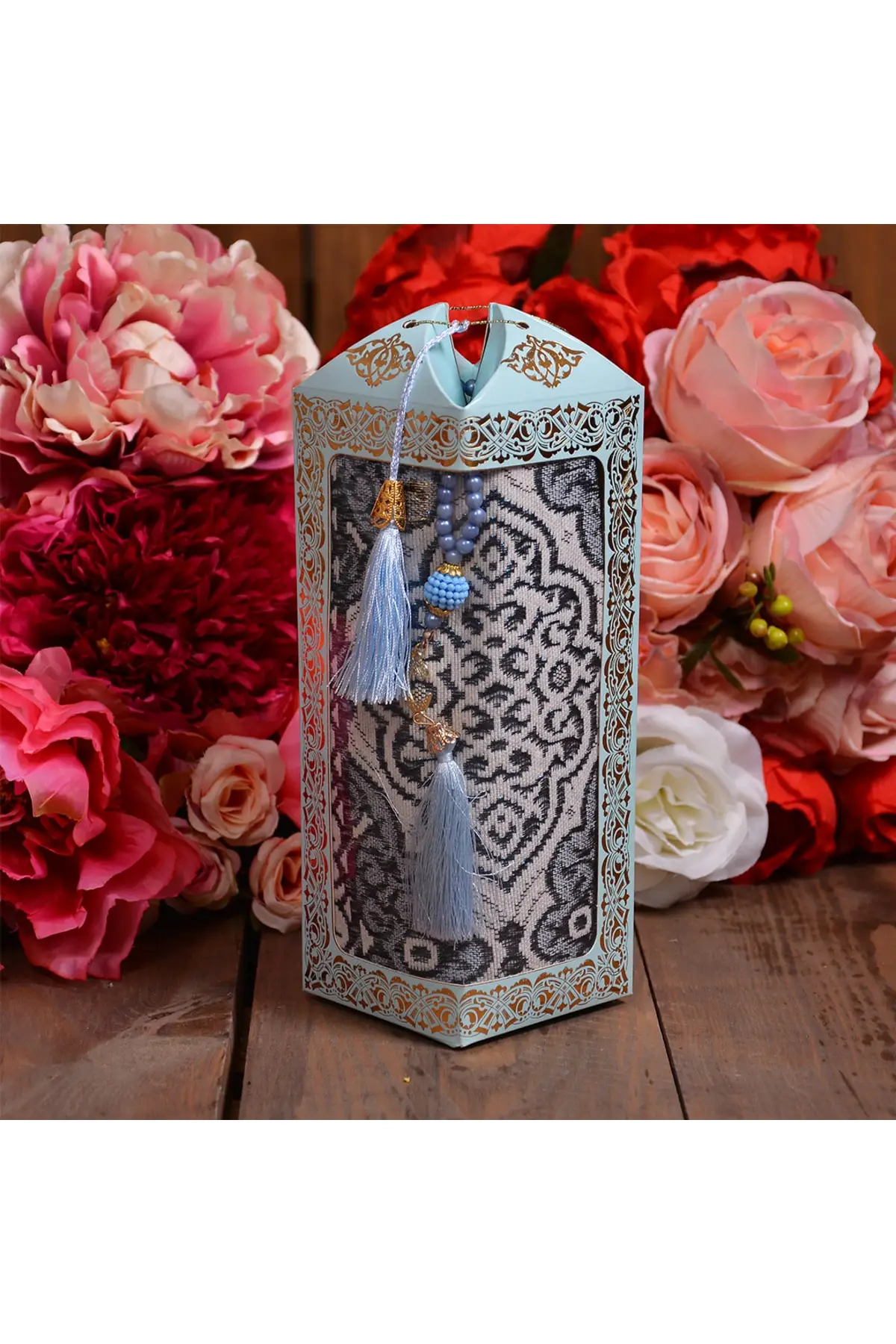 

Seccade Set Box with Rosary B. blue Eid al-Fitr Mother's Day Dogum Engagement Mevlüt Gift Beige Carpet & Rug Mat House