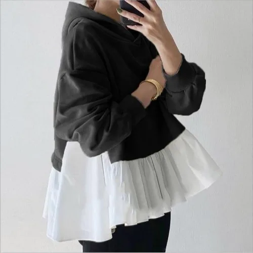 Women Spring Hooded Hoodies Loose 2022 Casual Loose Simple Top Korea Sweatershirt Japan Female Girl Young Casual School Blouses