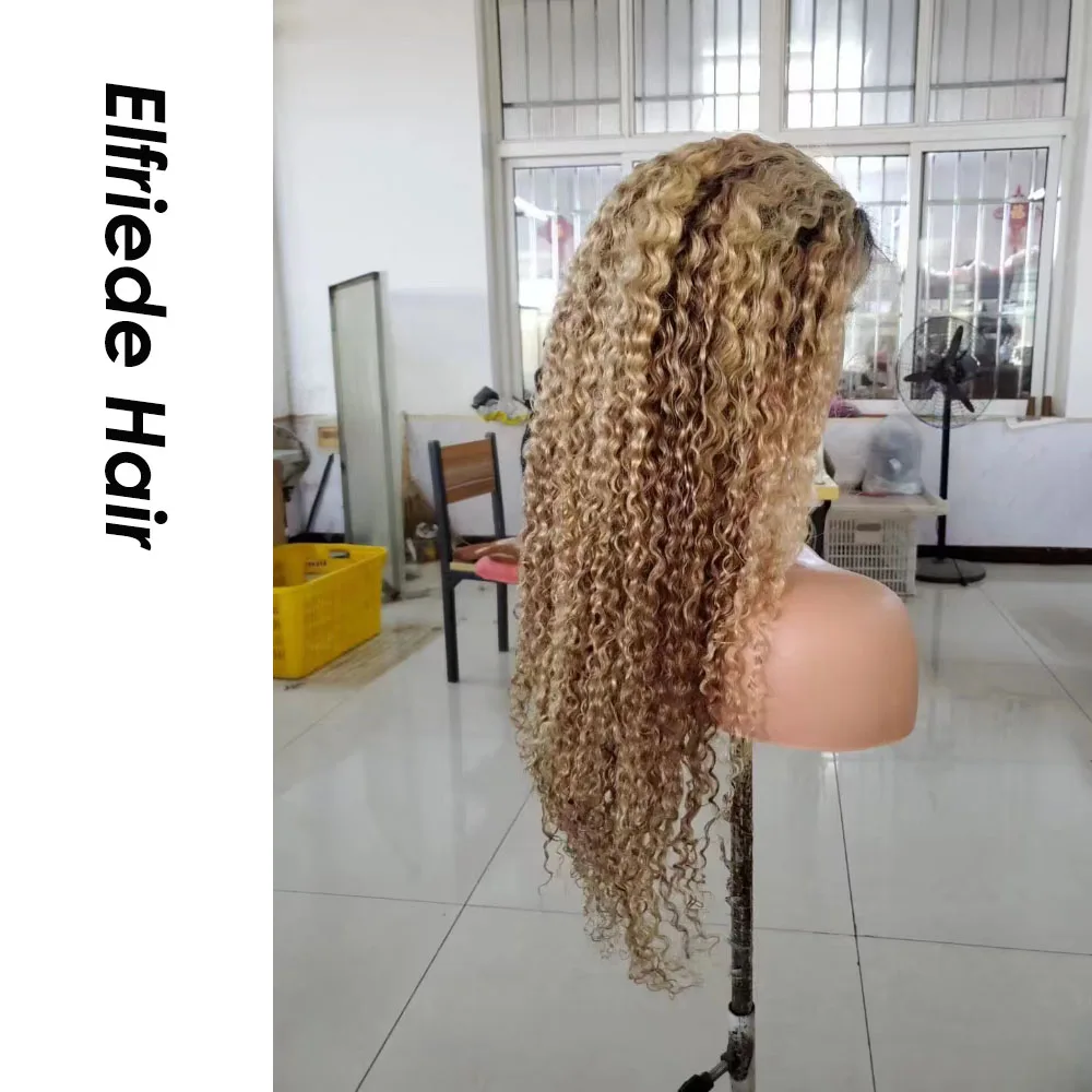 Парик Elfriede с темными корнями # P4/27 кудрявые вьющиеся волосы для женщин парики на