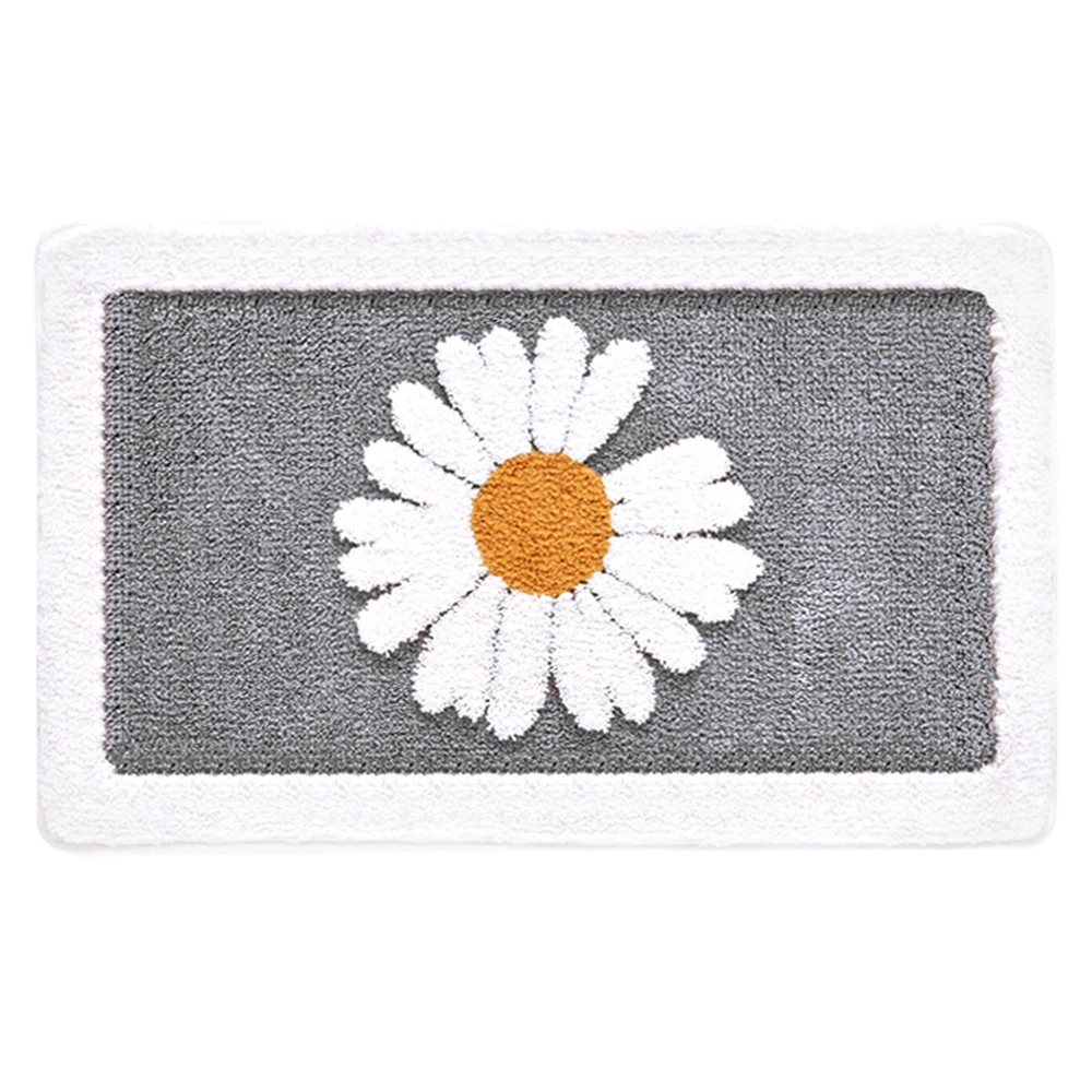 

ARICK Bath Mat Bathroom Non-Slip Rug Daisy Floral Kitchen Absorbent Microfiber Mat Anti-fall Door Mat for Floor Toilet Household