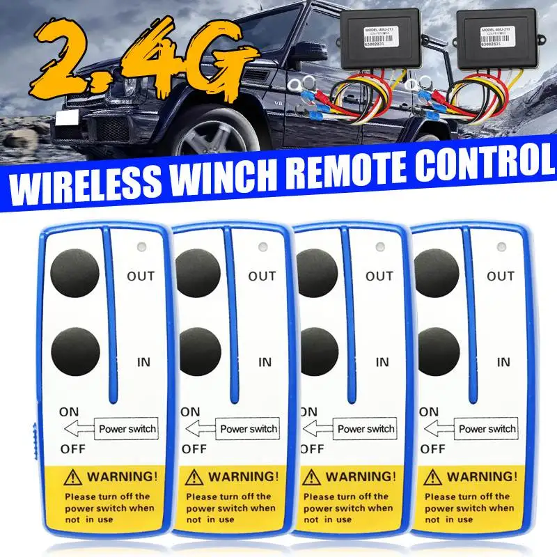 

2 Set 12V 50FT Digital Wireless Winches Remote Control Recovery Kit For Jeep SUV Winch Accessories 4 Remote + 2 Receiver
