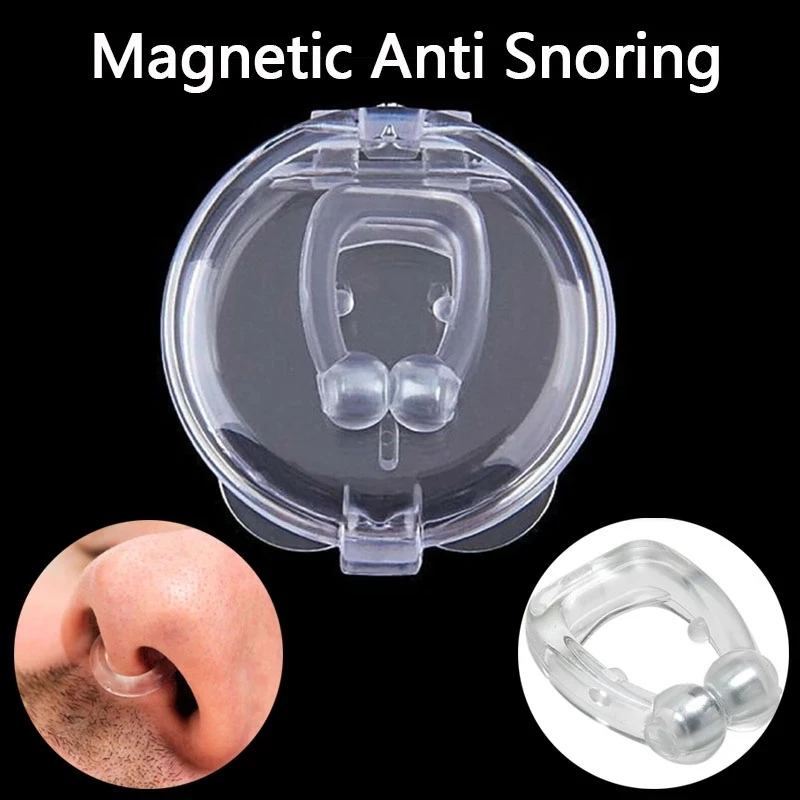 

2/4 Pc Magnetic Anti Snoring Device Silicone Anti Snore Stopper Nose Clip Tray Sleeping Aid Apnea Guard Night Device With Case