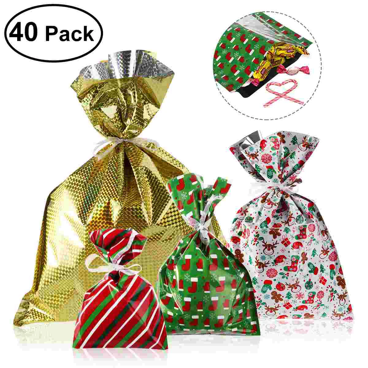 

40pcs Gift Bags Durable Useful Practical Ribbon Gift Bags Candy Bags Christmas Gift Bags for Party Festival