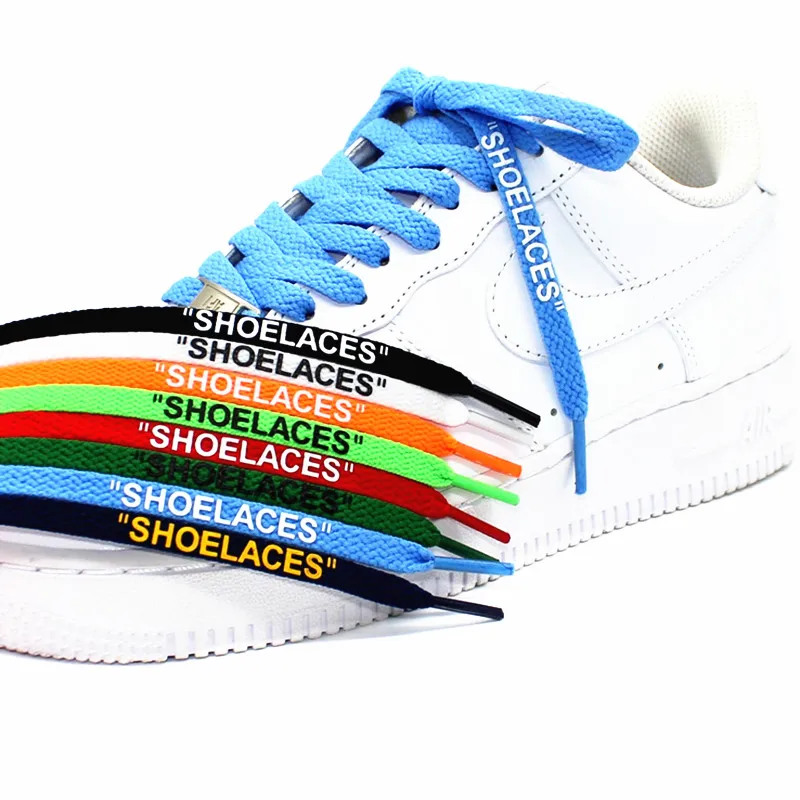 New Printing SHOELACES Colorful Sneaker Shoe Lace The Ten Signed Off Flat Bootlaces White Printed Shoelaces for Sneakers 1 Pair