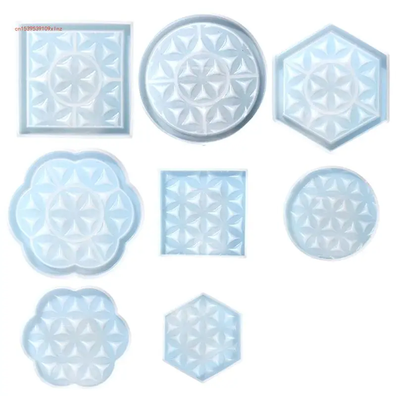 8шт Diy Кристалл Эпоксидная круглая кружевная шестиугольная квадратная подставка