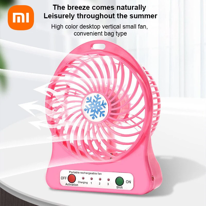 

Xiaomi Rechargeable Fan Usb Charging Portable Snowflake 3-Speed Fan Student Dormitory Home Office Desktop Silent Small Fan