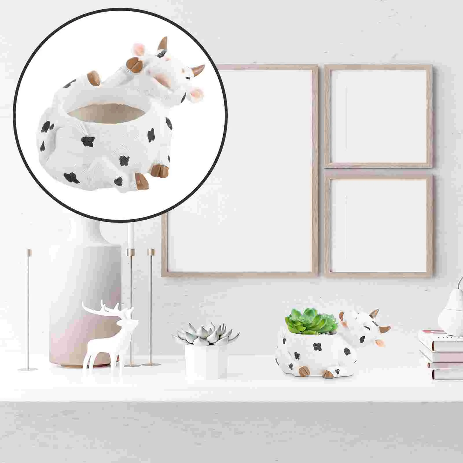 

Resin Succulent Pots Cute Cow Small Cactus Pots Mini Animal Planter Pots