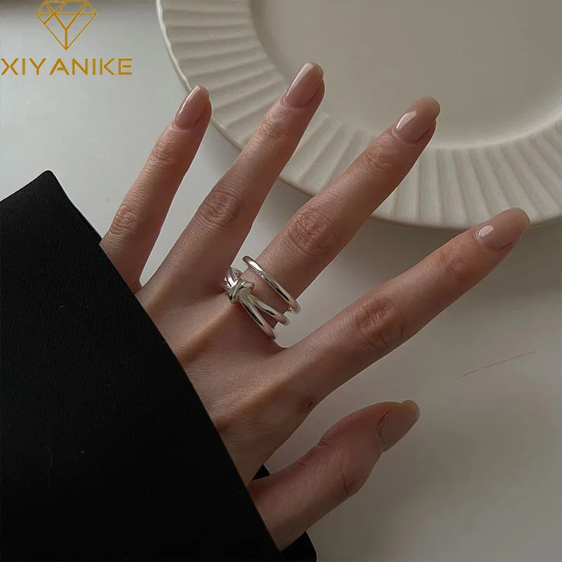 

XIYANIKE 2022 Cross Knot Open Cuff Finger Ring For Women Girl New Fashion Trendy Adjustable Jewelry Gift Party кольцо женское