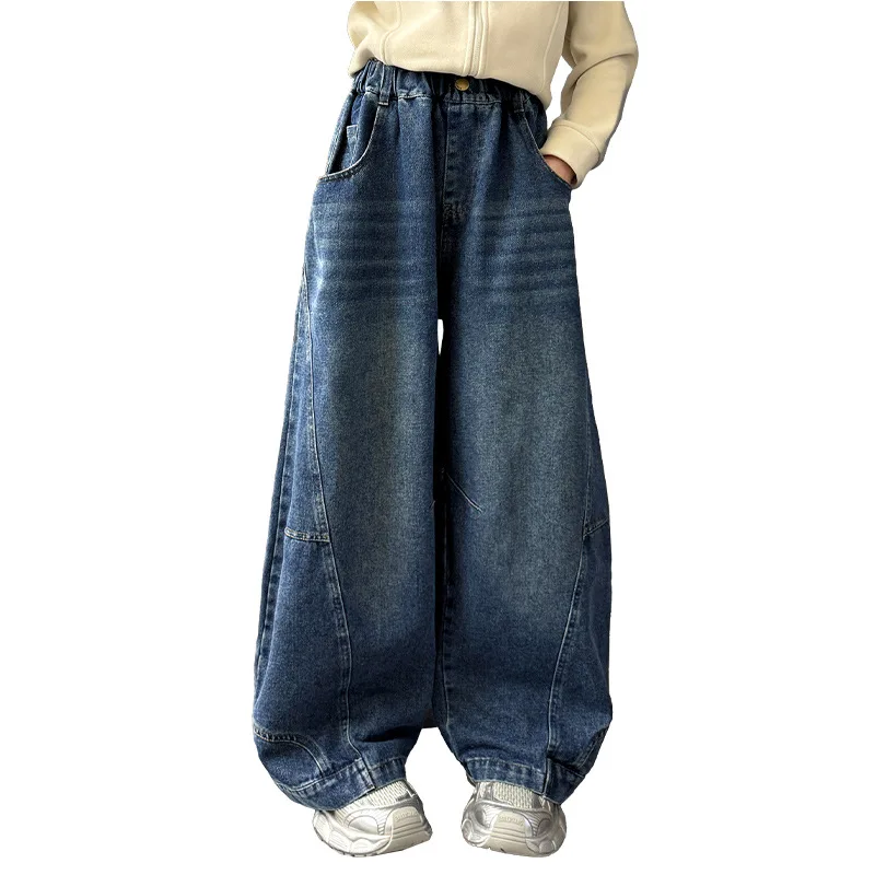 Новые детские утепленные джинсы в корейском стиле для девочек теплые и толстые