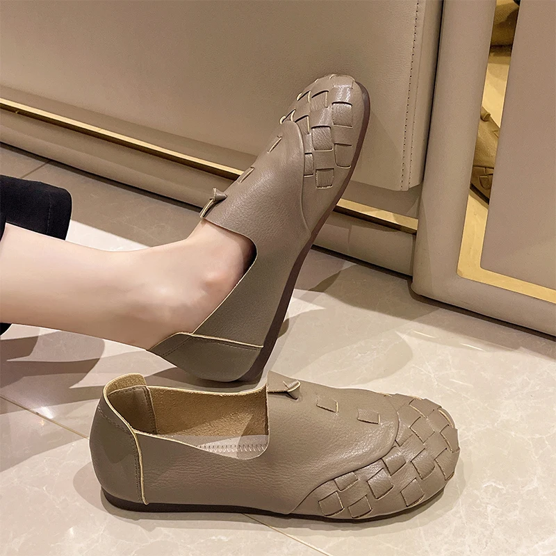 

Женские туфли в стиле ретро, повседневные кроссовки на плоской подошве, круглый носок, без застежки, универсальные, мягкие, под платье, без з...