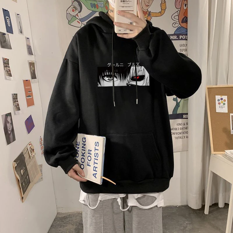 

Anime Hoodie Tokyo Ghoul Kaneki Ken Eyes Print Men Hoodie Pullovers Hip Hop Casual Sweatshirt Punk Streetwear Harajuku Hoodie