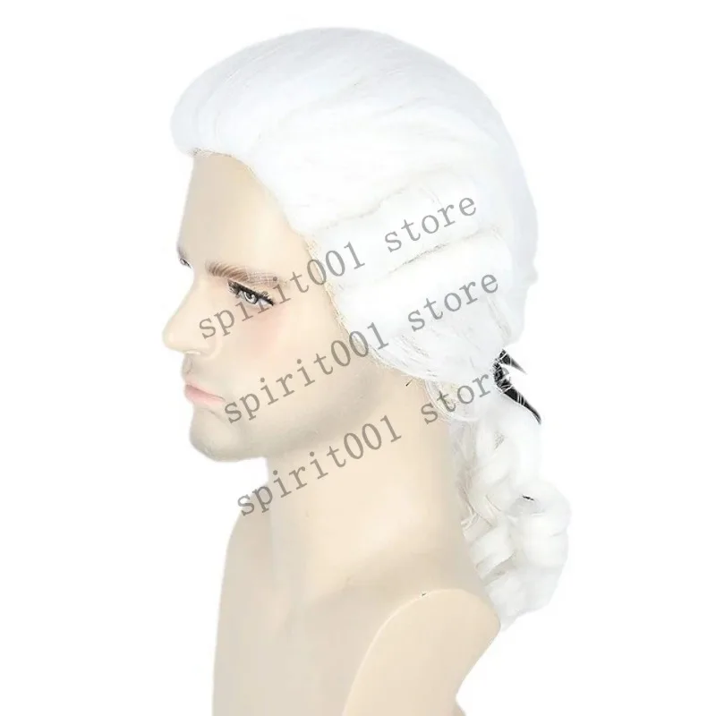 Юрист Судья Барокко Косплей Вьющийся Парик Серый Белый Черный Мужской Костюм