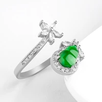 burmese jade gourd rings 925 silver gifts charms jadeite women natural amulets luxury green emerald jewelry certificate