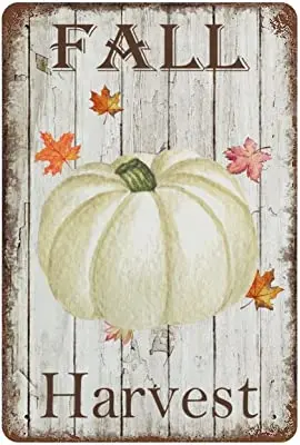 

Welcome to Halloween Thanksgiving Metal Logo Autumn Harvest Pumpkin Autumn Maple Leaf Bedroom Wall Decoration