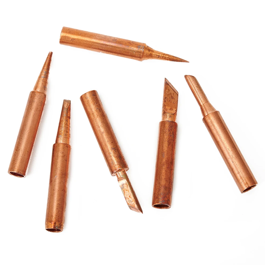 

Hand Soldering Set Tips Accessories Welding Tool 936/937/938/969/8586/852D Lot 6pcs 6 shapes Copper Iron 900M-T