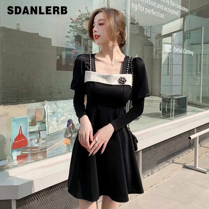 

Черное платье средней длины с длинным рукавом, Новинка весна-осень 2022, элегантная одежда, женские Сексуальные облегающие ретро платья в соц...