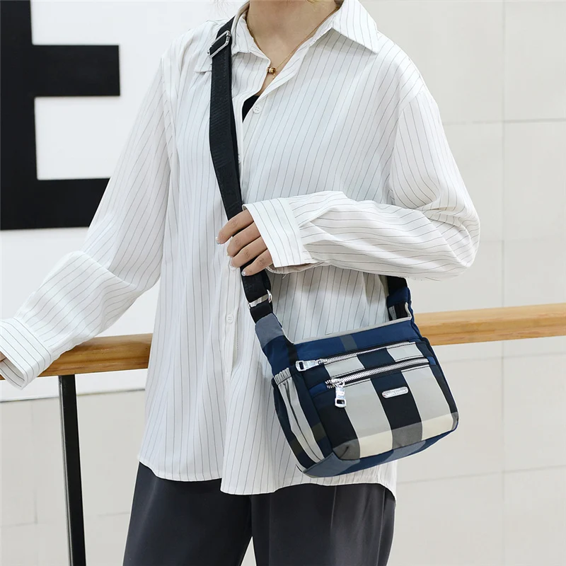 Women Bag Oxford Messenger Bags For Lady Crossbody Large Capacity Travel Shoulder Bag Casual Lattice Handbags High Quality Purse