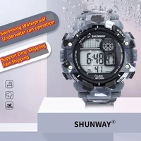 sport men electronic watch camouflage swimming diving digital watches led waterproof 30m shockproof luminous gifts male clock