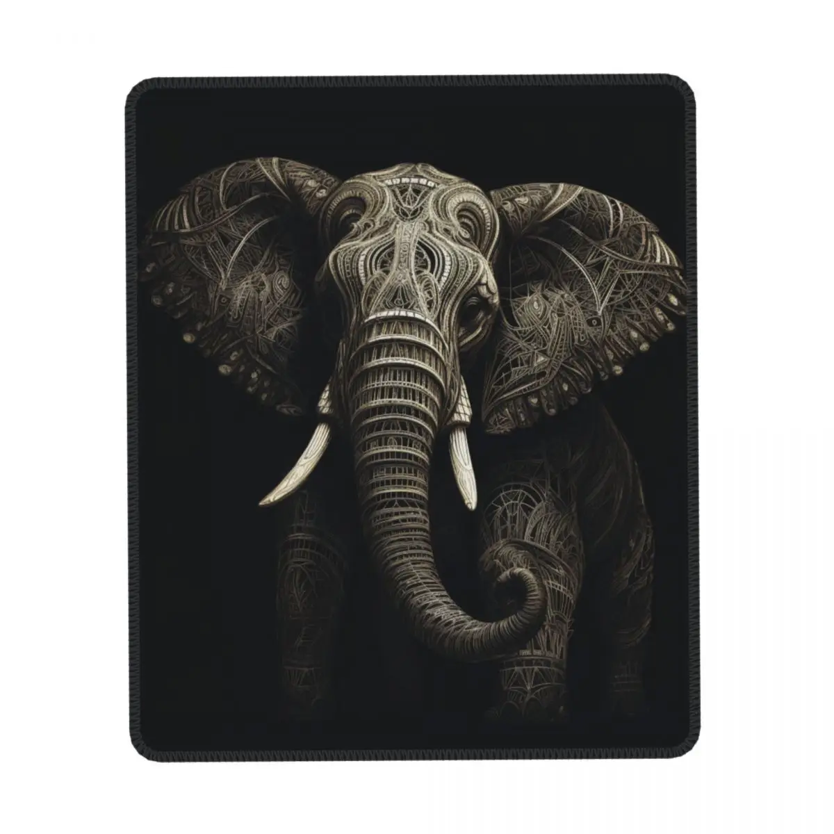 

Elephant Vertical Print Mouse Pad Intricate Lines Original Rubber Mousepad Anti-Slip Vintage Desk Mouse Pads