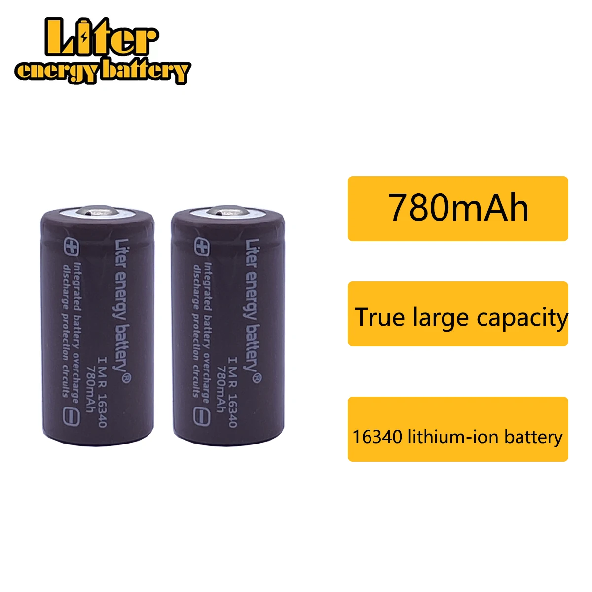 Liter energy battery RCR 123 16340 780mAh 3.7V Li-ion Rechargeable Battery Lithium Batteries with Retail Package