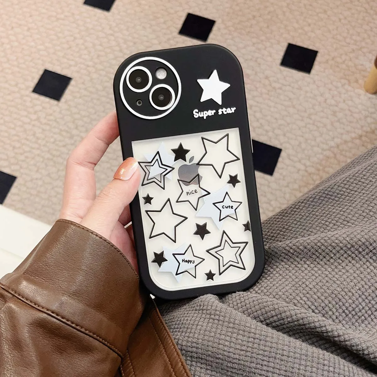 

Star Pattern Transparent Removable Soft Protective Case for iPhone 11 12 13 14 Pro Full Coverage Anti Collision Phone Case