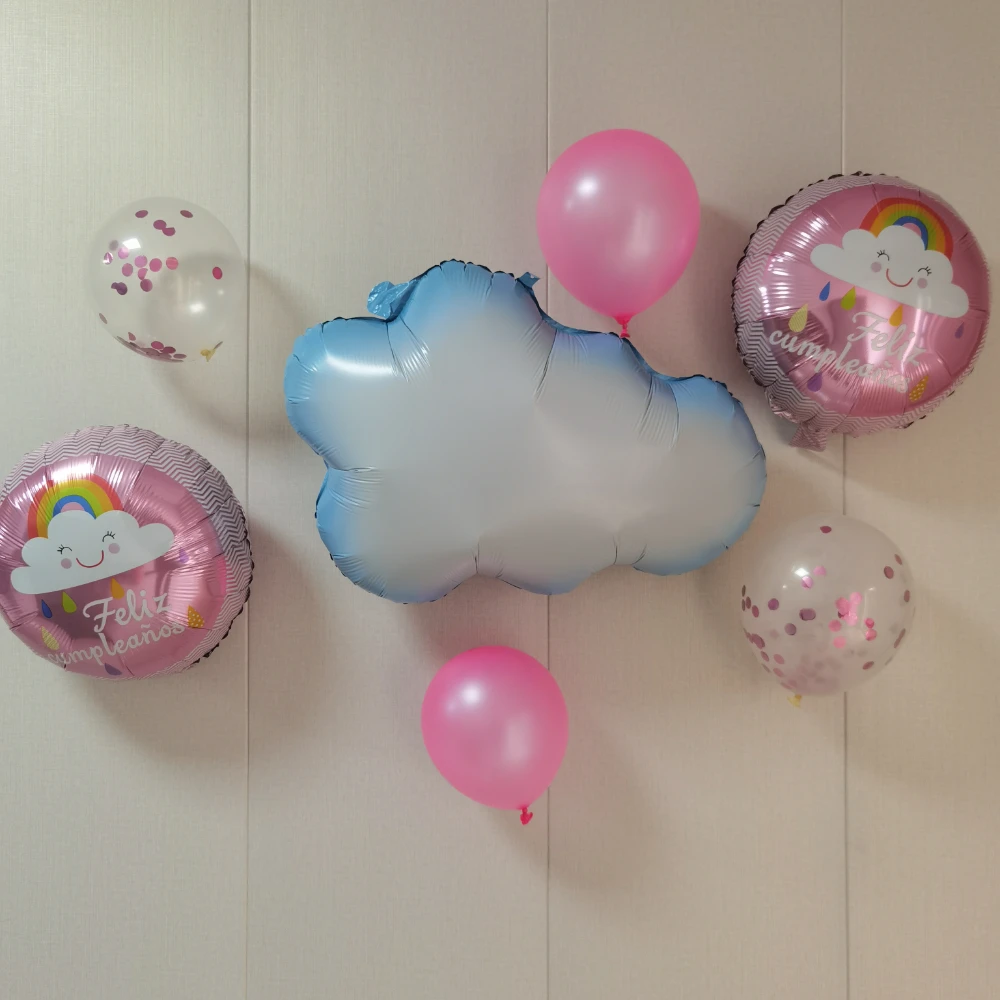 

7Pcs New Liusuyun Rainbow Cloud Aluminum Film Balloon Sequin Latex Ball Set Baby's First Birthday Party Decoration