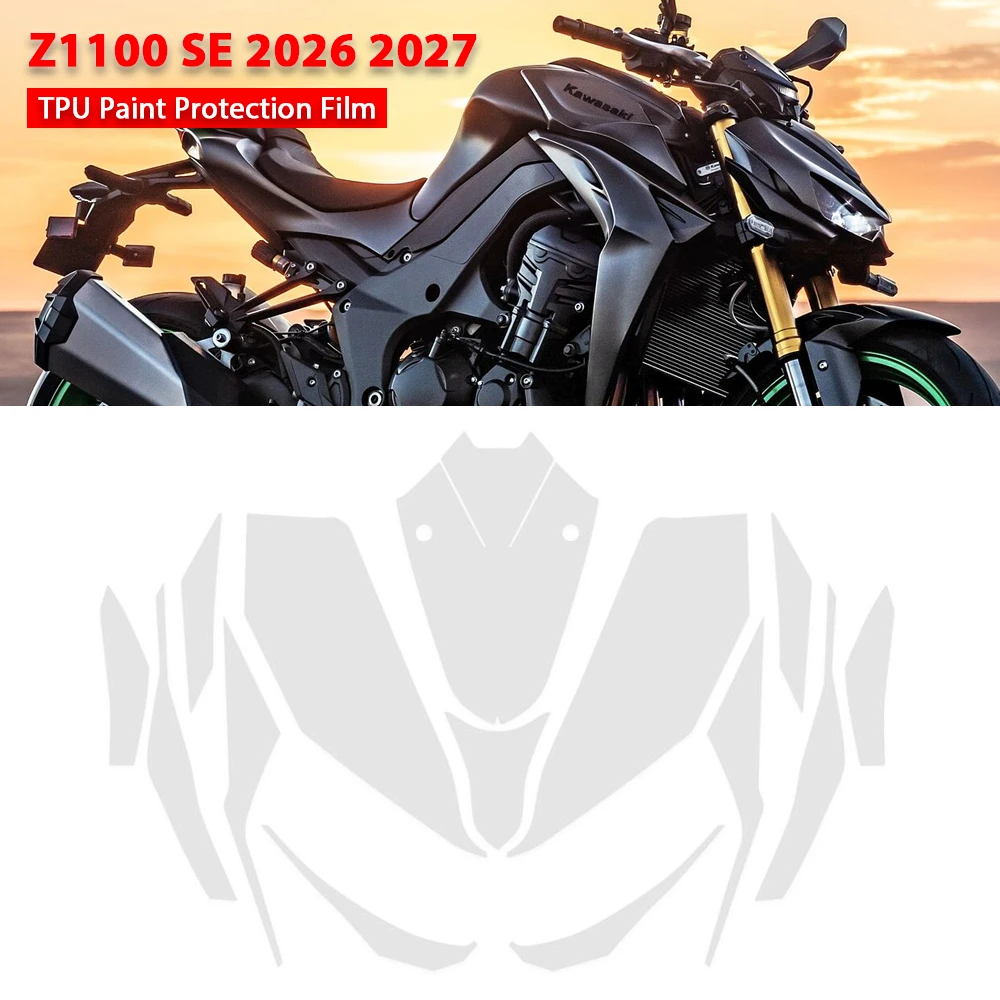 Фото Для Kawasaki Z1100 SE 2026-2027: Защитная пленка PPF TPU для мотоциклетного обвеса, антицарапийная, 7.5mil, высокоглянцевая, предварительно вырезанная №1
