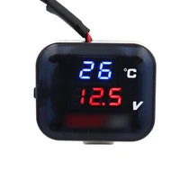 1pc motorcycle gauge digital thermometer voltmeter temperature voltage display gear indicator with usb charge