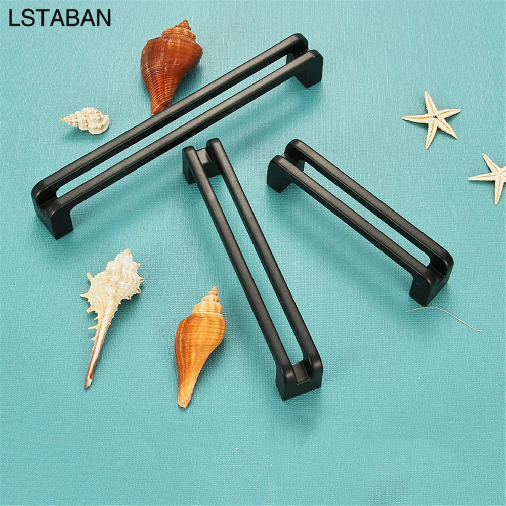 Ручки для шкафов из цинкового сплава черные современные полые квадратные