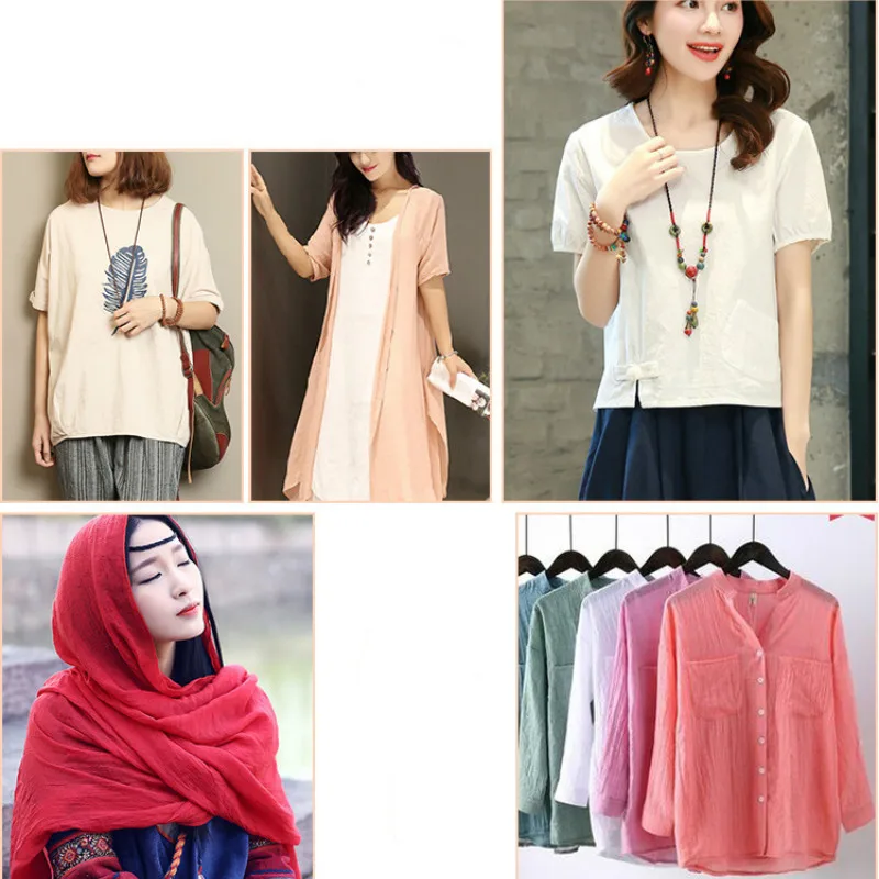 Мягкая льняная плотная хлопчатобумажная ткань для шитья однотонная тонкая