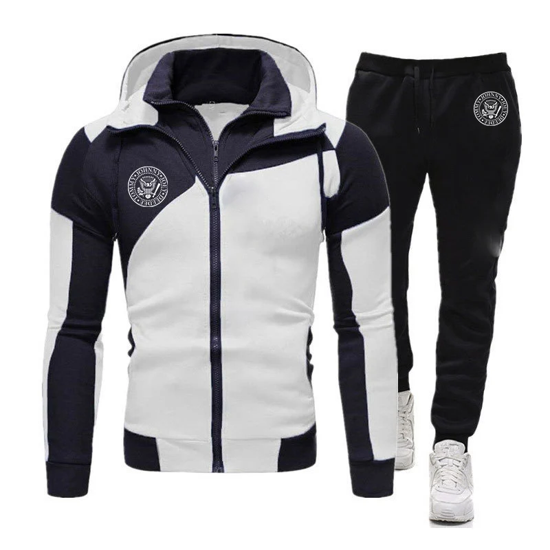 

2022 Ramone Seal Graphic Printed Men's Zipper Hoodie Sportswear Jogging Tracksuit Running Sport SuitsPant 2Pcs Sets