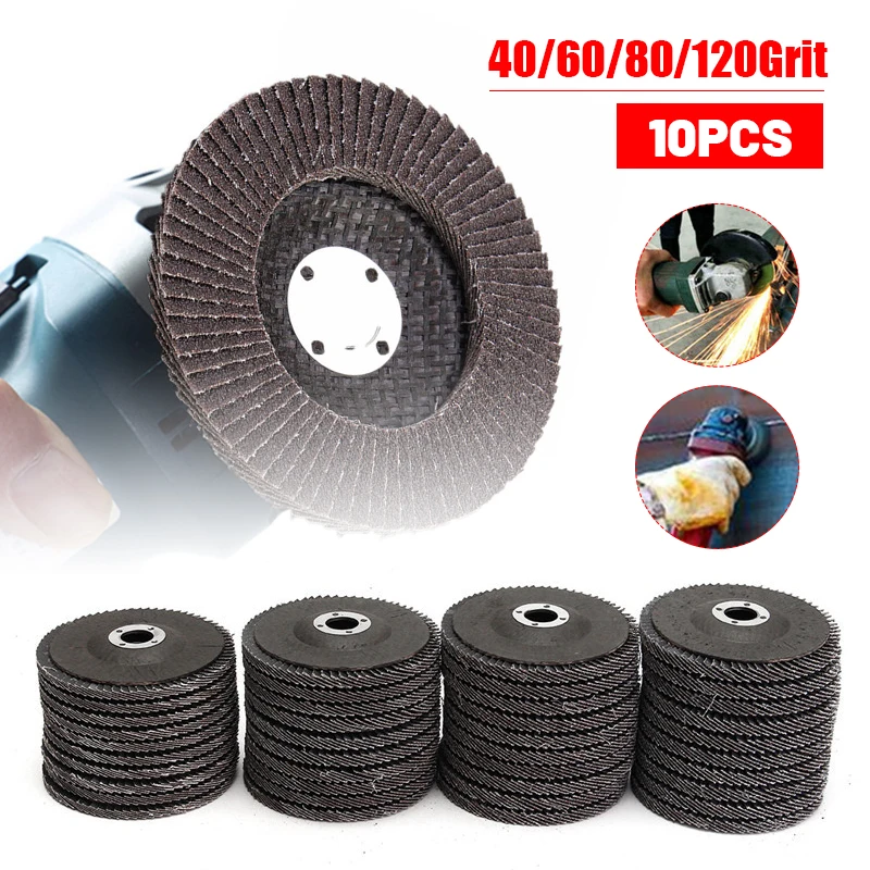 

10Pcs 4" Sanding Disc Wheels Silicon Carbide 100mm 40/60/80/120 Grit Angle Grinder Flap Grinding Metal Polish Grinding Abrasive