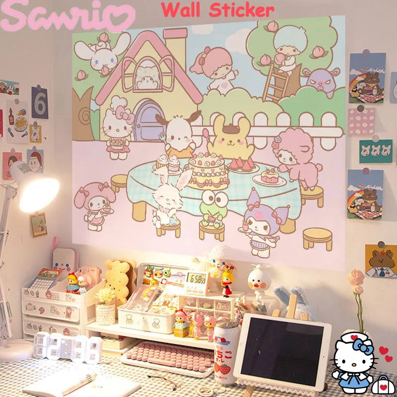 

Kawaii Sanrio Hello Kitty Kuromi Wall Sticker Cinnamoroll My Melody Cute Girls Bedroom Dorm Decorative Stickers Posters Decals
