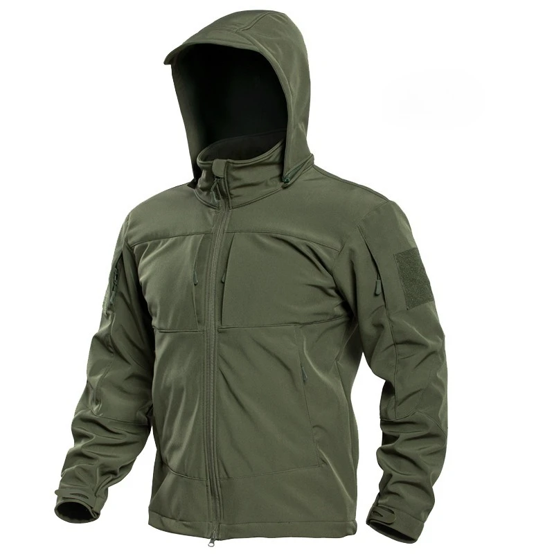 Фото Мужская военная тактическая куртка Special Ops Soft Shell, зимняя теплая куртка на флисовой подкладке со съемным капюшоном, ветровка для пешего туризма, сноуборда №4