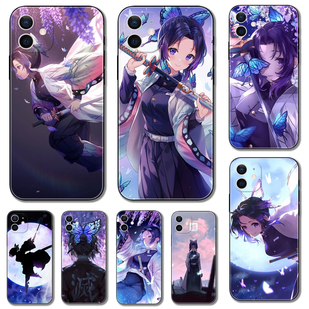 

Demon Slayer Shinobu Kochō phone case for iphone 14 2020se 6 6s 7 8 plus x 10 XR XS 11 12 13 mini pro MAX black tpu back cover