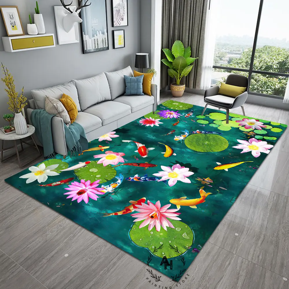 

New Modern 3D Flower Printed Carpet Landscape Carpet Living Room Sofa Floor Mat Bedroom Bedside Home Decoration Non-slip Rug