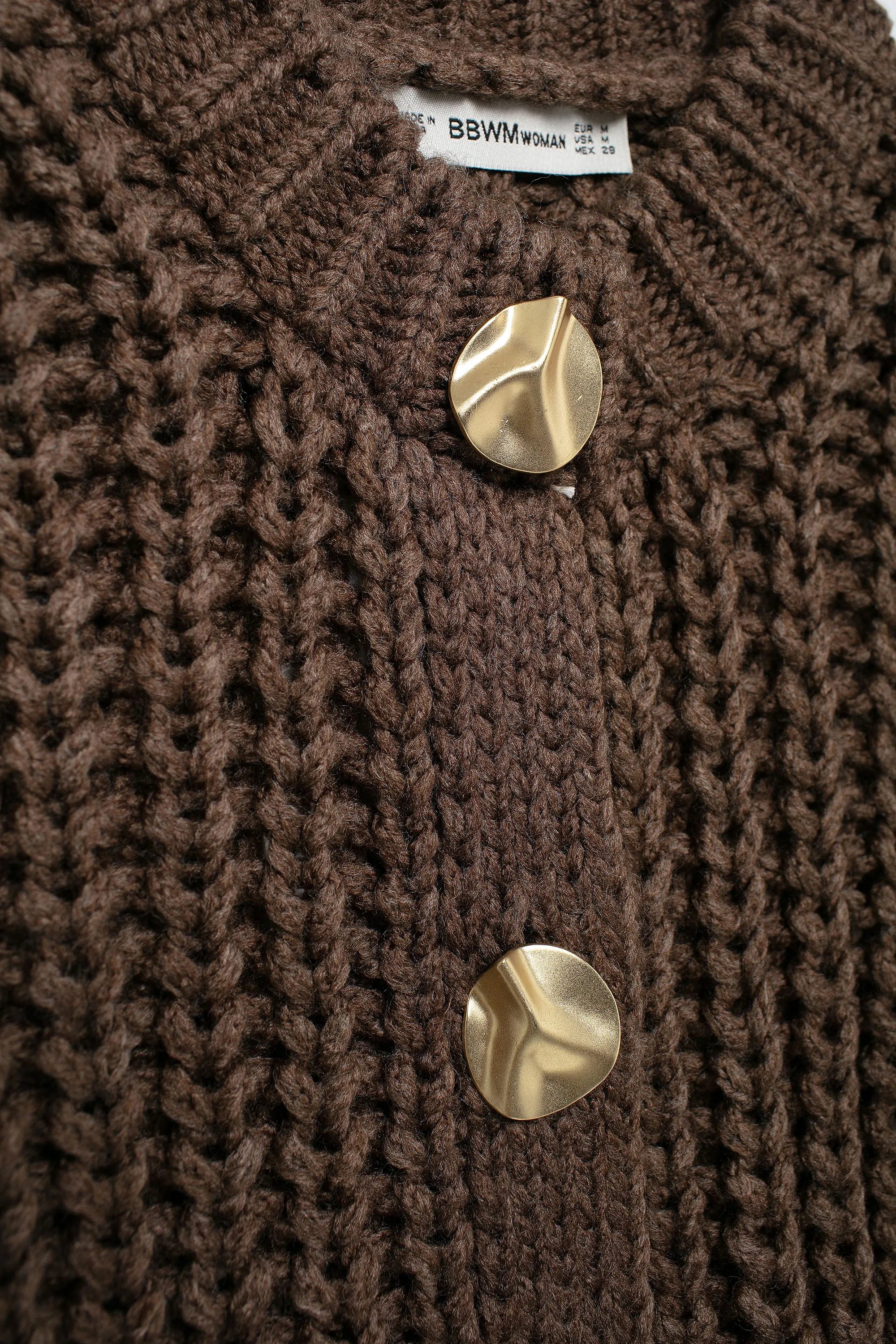 Позолоченный вязаный жилет без рукавов с круглым вырезом массивный