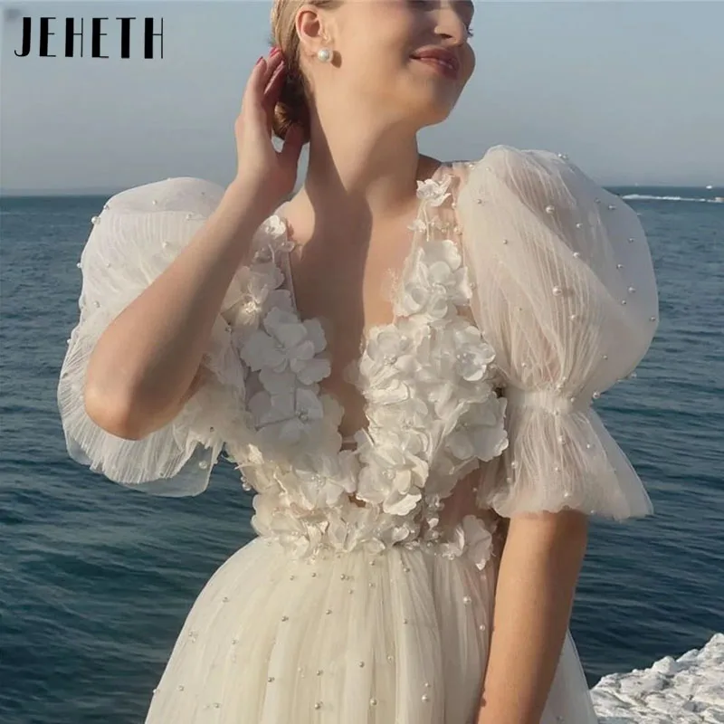 

Сексуальное Белое Тюлевое платье JEHETH с пышными рукавами, а-силуэт, роскошное 3D платье с цветами, блузка без бретелек, вечернее платье Сексуальное Белое Тюлевое платье JEHETH с пышными рукавами, а-силуэт, роскошное