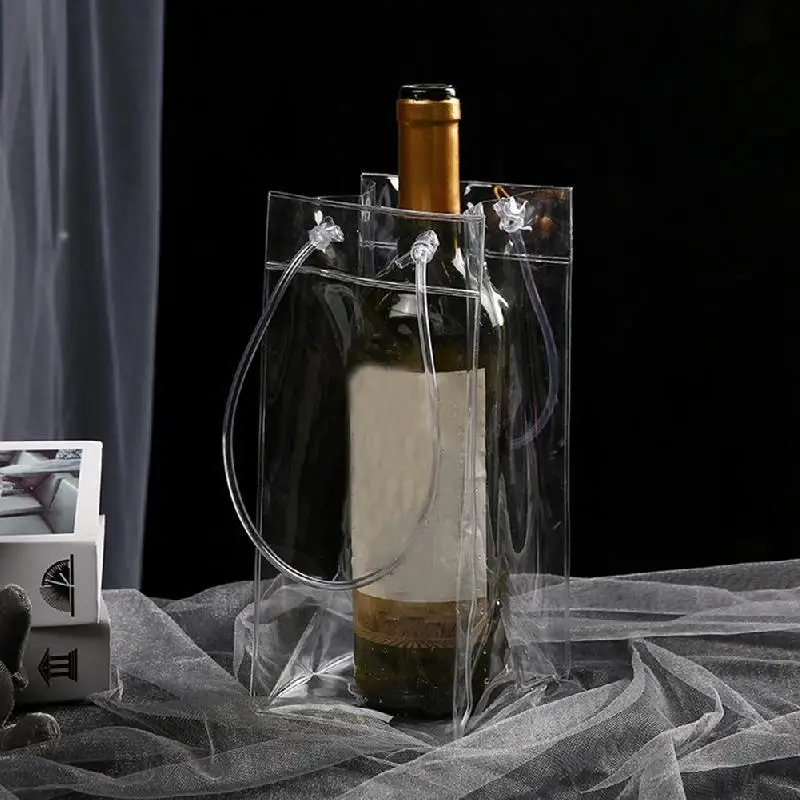 

Герметичный мешок для льда из ПВХ, экологически чистый прозрачный пакет для льда, охладитель для бутылок вина, шампанского с ручкой для пере...