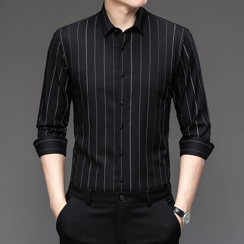 Men's Dress Shirts Business Long Sleeve Men's Shirts Solid Color Shirts S-5XL Spring and Autumn Single Row Button Men's Clothing
