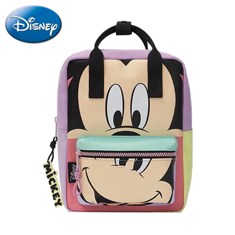 

Disney New PU Colorblock Print Children's Backpack Kindergarten Backpack Cartoon Mickey Mouse Minnie Girl Child Bag 2-6Years