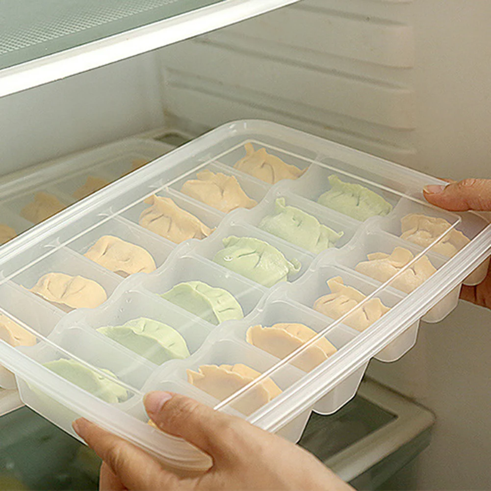 

Refrigerator Quick Frozen Dumpling Tray 30 Compartment Single Layer Box With Lid Kitchen Food Organizer Fresh Storage Container