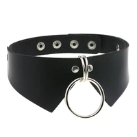 new gothic punk choker hip hop rock sexy black leather round collar necklace women teens girls fashion jewelry gifts accessories