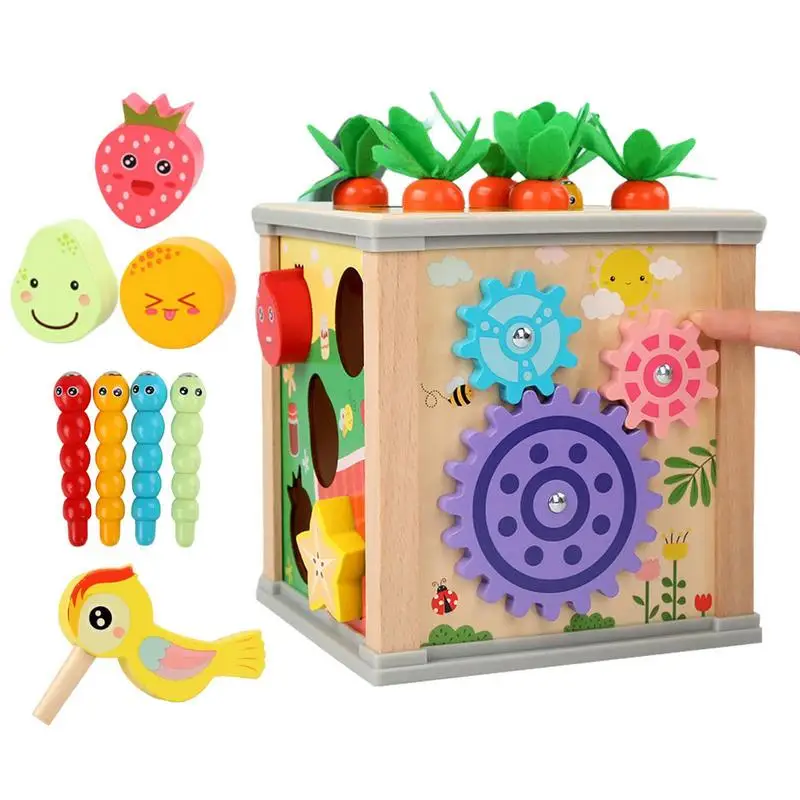 

Кубик для детей 6 в 1, деревянный кубик для активности, детские игрушки, ранняя модель, игровой центр, цветная форма