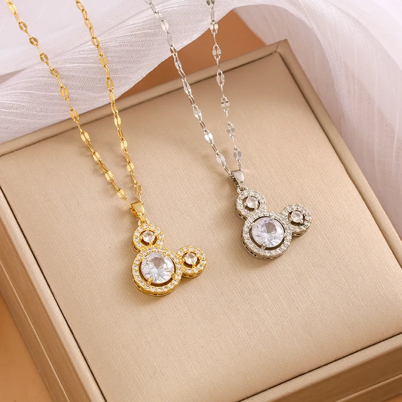 Женская цепочка из нержавеющей стали с кулоном в виде Головы Микки Мауса