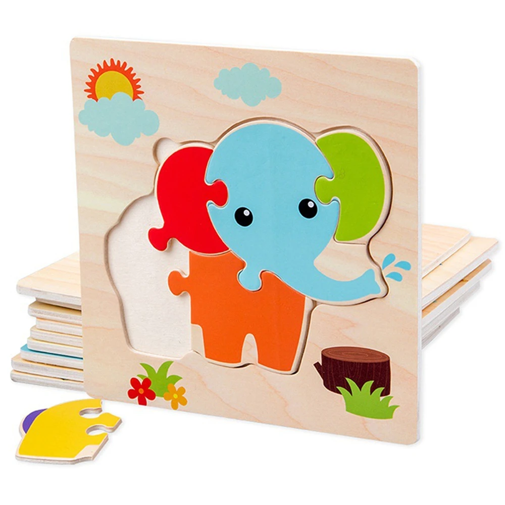 

Baby Toys Wooden 3D Puzzle Tangram Shapes Learning Cartoon Animal Intelligence Jigsaw Puzzle Toys for Children Educational New