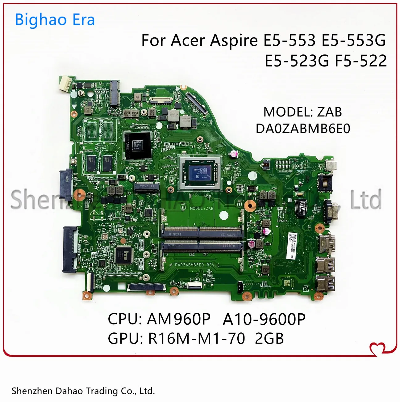 

NBGEQ11006 для Acer Aspire E5-523 Женская материнская плата для ноутбука DA0ZABMB6E0 с E5-523G + 2 Гб